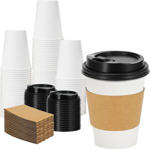 Vaso de Café de Papel Biodegradable de Doble Pared Personalizado de 16 oz/22 oz con Logotipo Impreso para Té con Leche y Vino, Color Negro - Product Image 1