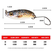 NOUVEAU MAJOR Leurre Cuillère Métallique Ultralégère 3g 5g à Hameçon Simple pour la Pêche en Eau Douce (Truite, Brochet, Saumon)
