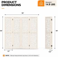 Paravent d'intimité autoportant léger en tissu non tissé 70''H, séparateur d'espace moderne à charnières