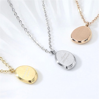 Collier en acier inoxydable personnalisable avec pendentif ovale biseauté, chaîne à maillons en or, argent, or rose, bijoux vierges gravables