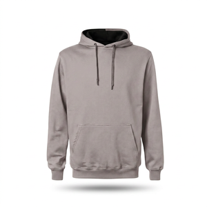 <b>Men's</b> Black Hooded Fleece <b>Sweatshirt</b> Regular Fit Solid Color Casual Knitted Pullover with Pocket Autumn Wear - Product Image 2
