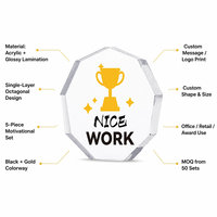 Bloc de récompense motivant en acrylique HOTEAM, octogonal, finition brillante, pour bureau, reconnaissance, promotion, vente en gros, OEM