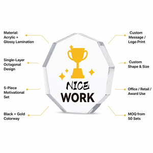Bloque de Acrílico para Premios Motivacionales HOTEAM, Octagonal, con Laminado Brillante, para Escritorio de Oficina, Reconocimiento, Promoción Comercial, Venta al por Mayor, OEM - Product Image 2