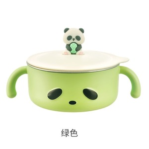 Bol pour bébé en acier inoxydable 316L, isolé, résistant aux chutes et aux brûlures, ustensile d'alimentation pour nourrissons et tout-petits de 0 à 12 mois, blanc et vert - Product Image 2