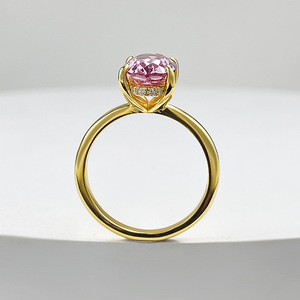 Gioielli S925 argento Sterling placcato in oro ad alto tenore di carbonio 7*10mm taglio ovale <span class=keywords><strong>Morgan</strong></span> zircone rodiato piccione anello - Product Image 4