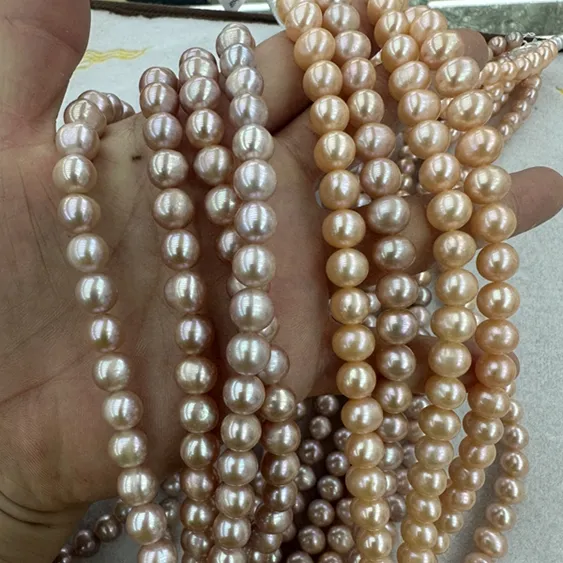 Natural 8-9mm Freshwater Pearls Strand Beads Off Round Loose Pearls Purple and Pink Pearl Beads Wholesale