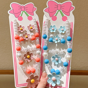 Set di gioielli di perle da principessa per bambini orecchini alla moda e <span class=keywords><strong>collana</strong></span> di fiori per piccole principesse - Product Image 6