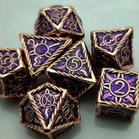 Dés en métal polyédriques moulés, lot de 7, accessoire de jeu de rôle D&D, style creux, en alliage de zinc, marque Dingo pour adultes