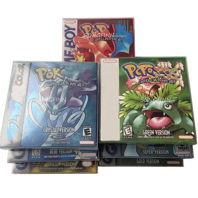 Retro Classic Game Cards Pokmon GBC 16 Bit Game Blue Crystal Golden Green Red Silver Yellow Game in Box