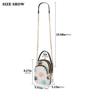 <b>Large</b> Capacity 3-Pocket Ultrasonic Quilted Nylon Crossbody, Colorful Animal Paw Print Sling Bag with Leather Handle - Product Image 2