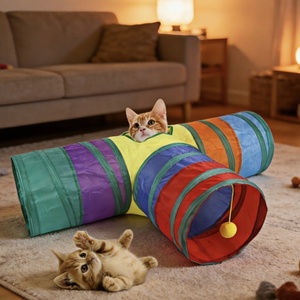 Pet Accessories <strong>Cat</strong> Products Wholesale S <strong>T</strong> Shaped Eco-friendly Foldable Interactive Movement <strong>cat</strong> Toy Tunnel Passage - Product Image 3