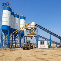 Centrale à béton stationnaire de taille moyenne, équipement de mélange de béton de type bande transporteuse pour les projets d'infrastructure
