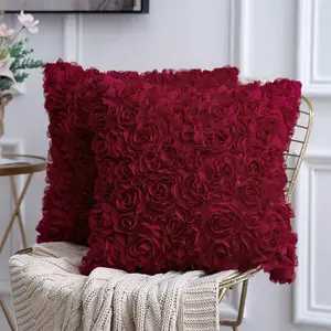 Decorazione di cerimonia nuziale Romantico Stereo Chiffon Floreale della Rosa Cuscini del Divano Divano Camera Da Letto Cuscino Decorativo Seggiolino Auto 16x16 Pollici