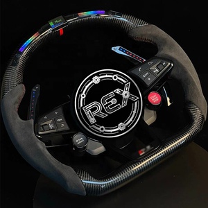 Volant en fibre de carbone <span class=keywords><strong>OLED</strong></span> RGB <span class=keywords><strong>LED</strong></span> avec garniture en Alcantara suède et surpiqûres rouges, bouton de sélection de mode de conduite, palettes lumineuses RGB pour Audi A/<span class=keywords><strong>Q</strong></span>/S Series - Product Image 6