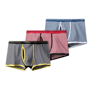 Calzoncillos bóxer de algodón con rayas transpirables para hombre, diseño de marca y logotipo personalizado - Product Image 1