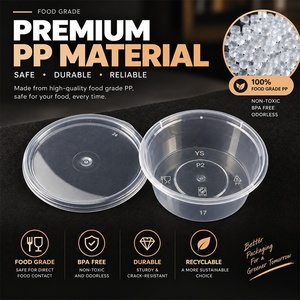 Gobelets à sauce jetables en <span class=keywords><strong>plastique</strong></span> transparent de 2 oz avec couvercles hermétiques pour condiments et plats à emporter - Product Image 2