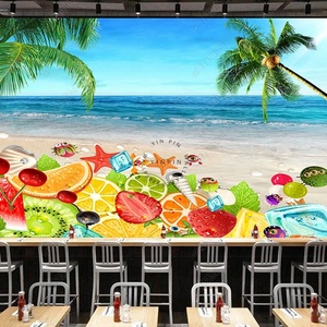 <span class=keywords><strong>Disegno</strong></span> della carta da parati 3d sfondo del succo del negozio di frutta della spiaggia di estate - Product Image 4