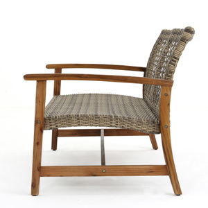 Banco de Patio Moderno de <span class=keywords><strong>Mimbre</strong></span> <span class=keywords><strong>y</strong></span> <span class=keywords><strong>Madera</strong></span> de Acacia para Exteriores - Product Image 6