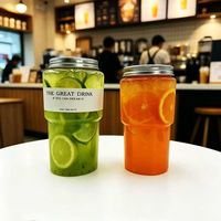 Bouteille jetable en bambou Lides, bouteille en plastique PET pour thé aux fruits, tasse créative pour café glacé, bouteille pour jus de fruits et boissons avec couvercle