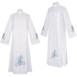 Custom Logo Design Unisex White Priest <strong>Cassock</strong> <strong>Robe</strong> Fit Traditional Church Clergy Wear High Quality 100% Polyester Matte Finish - Product Image 3