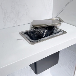 Cubo de basura empotrado de tres piezas para encimera, para cocina y baño, cubo de limpieza oculto con asa - Product Image 2
