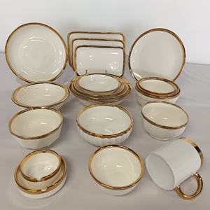 <span class=keywords><strong>Vajilla</strong></span> <span class=keywords><strong>de</strong></span> Porcelana con Borde Dorado a Precio Económico, Platos Blancos y Dorados, Platos Base con Galvanoplastia Dorada - Product Image 4