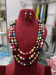 Nouveaux bijoux indiens perles longue pierre de verre goutte Mala haute qualité verre multicolore perles à la main produit en vrac collier - Product Image 4