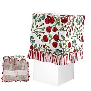 Housse de boîte à mouchoirs en coton rouge grenat Ridhi, faite à la main, à volants, tissu imprimé à la main, porte-serviettes, décoration d'intérieur, cadeau, utilisation en chambre, classique - Product Image 1