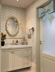 Mueble de Baño de Estilo Francés, Color Azul Fresco, Estilo Ballet, Sensación de Alta Gama - Product Image 5