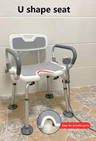 Chaise de douche médicale en alliage d'aluminium avec accoudoirs, dossier réglable, légère, antidérapante, pour personnes âgées, capacité de 136 kg