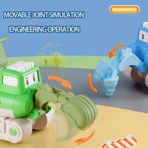 Excavadora de rodillos con dibujos animados para niños, vehículo de construcción de ciudad, juguete de camión de ingeniería - Product Image 2