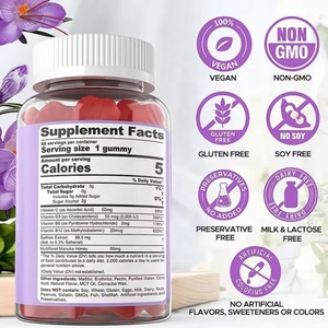 Enerji Desteği İçin <span class=keywords><strong>Rhodiola</strong></span> <span class=keywords><strong>Rosea</strong></span>, Limon Balsamı ve GABA İçeren Çok Satan Yetişkinler İçin Safran Özlü Sakız Şeker - Product Image 3