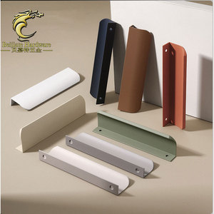 Manijas de borde oculto para armarios y roperos, barra redonda minimalista de aleación de aluminio, colores Morandi, instalación sin taladro - Product Image 2