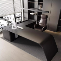 Bureau de direction moderne en forme de L, table de PDG avec armoire latérale, mobilier de bureau minimaliste de luxe pour projet de bureau d'entreprise