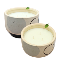 Bougie en céramique en terre cuite, pot Duke décoratif texturé, mélange de cire de palme parfumée, décoration personnalisée pour la maison, forme ovale, Nouvel An, mariage