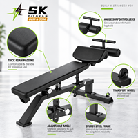 Banc Abdominal Réglable SK – Appareil d'Exercice Abdominal Inclinable – Banc de Sit-up Commercial pour Salle de Sport – Équipement de Renforcement Musculaire du Core