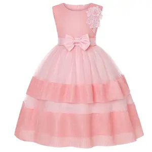 2021 Summer Hot Party Show Children's Princess Wedding Dress Lace Flounces Gauze Dress