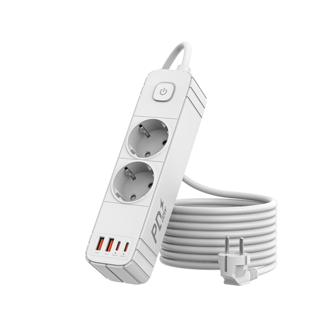 Hot Selling EU Power Strips with 2 USB 2 Type C Ports 5 AC Outlets 3 Electrical Plug Socket USB 2 AC Outlet for Extension Lead