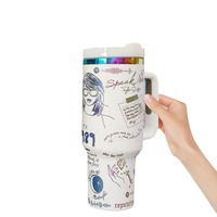 Gobelet de tasse de voyage de café sous vide d'acier inoxydable de placage de laser de BORGE 40oz avec le couvercle et la paille