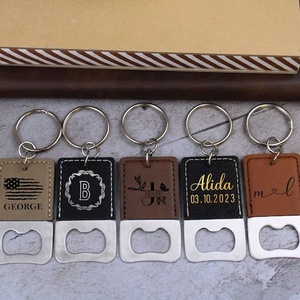 Llavero Abridor de Botellas de Acero Inoxidable de Alta Calidad Personalizado, Llavero Abridor de Botellas de Cuero PU - Product Image 1