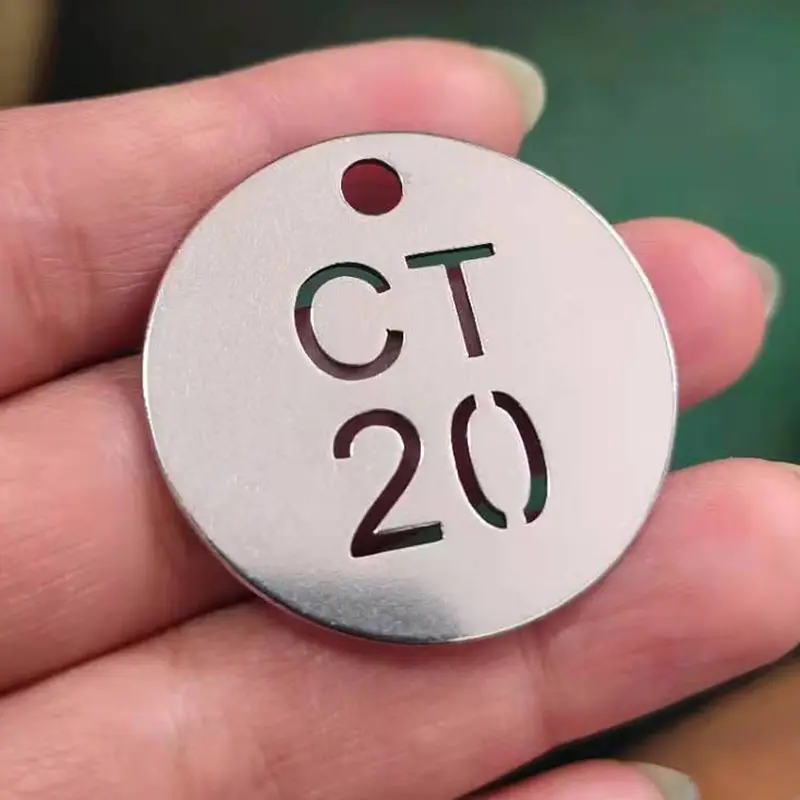 Etiqueta de metal para copo de estudante, resistente a altas temperaturas, 3 cm, redonda, de aço inoxidável, marcação oca, etiqueta de número