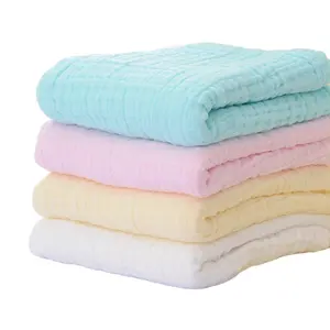 Nourrisson Bébé Enfants Mousseline Coton Bio 6 Couches Gaze Serviette De Bain Nouveau-Né Toddler Garçons Filles Swaddle Wrap Bébé Serviette et couverture