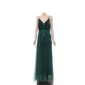 <span class=keywords><strong>Abito</strong></span> in garza con fionda in vita in pizzo alla moda Maxi <span class=keywords><strong>abito</strong></span> da sera con paillettes - Product Image 5