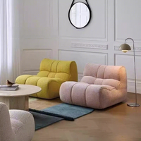 Canapé paresseux moderne minimaliste en tissu, sans cadre, compressé sous vide, motif chien, monoplace, en forme de L, avec dossier coussiné, sans accoudoirs, pour salon