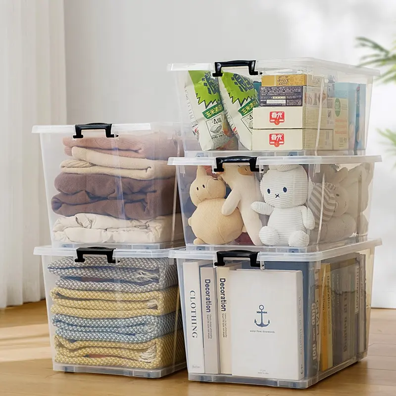 PP container Multi-functional plastic storage box organize with tote lid home container big size