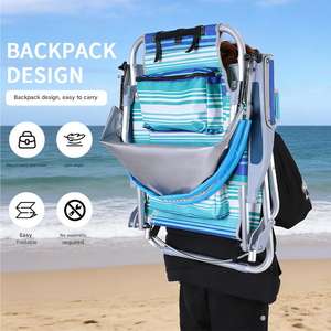 Chaise de plage haute en <span class=keywords><strong>acier</strong></span> moderne avec parasol - Mobilier d'extérieur pour jardin et hôtel (rayures arc-en-ciel) - Product Image 6