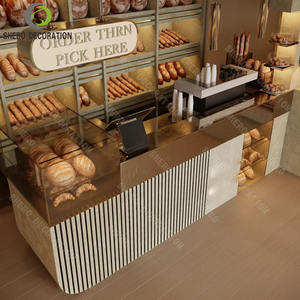 Comptoir de présentation pour boulangerie, design personnalisé, vitrine de luxe avec porte en verre, meuble de boulangerie durable - Product Image 3