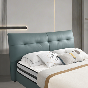 Cama Minimalista Duradera con Estructura Metálica <span class=keywords><strong>Tapizada</strong></span> en Cuero Genuino de Alta Calidad, Ahorra Espacio, con Detalles en Roble para Dormitorio o Apartamento - Product Image 3