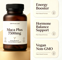 JAYHOO OEM Private Label Maca Plus 7500mg Capsules végétaliennes |   Soutien à l'équilibre hormonal et stimulant énergétique |   Non-OGM 120g 120 Capsules