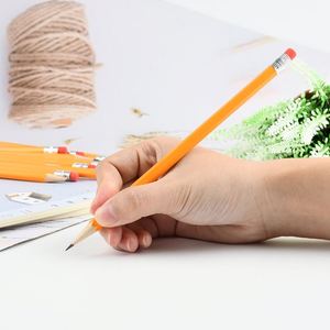 Promotion Hexagonal Pas Cher 7 Pouces Crayons En Bois Jaune Peinture HB Crayon Avec Gomme - Product Image 5